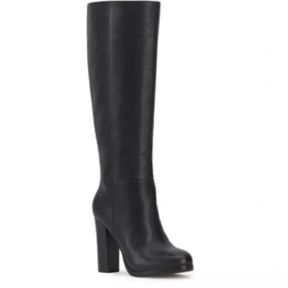 Vince Camuto Leather Black Knee-High Women's Boots - 7 wide calf